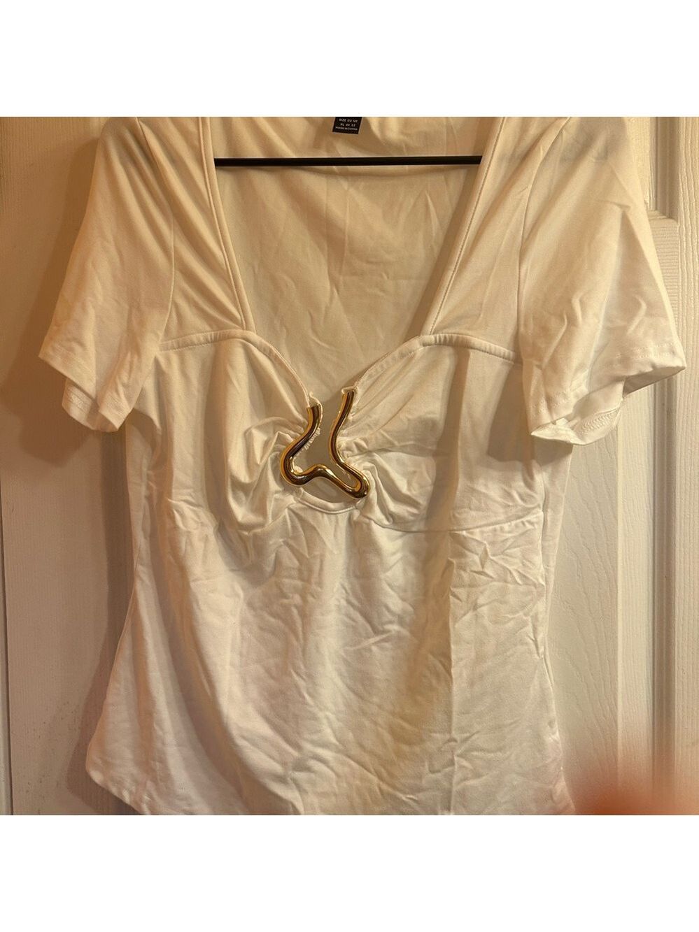 SHEIN White Blouse with Gold Detail